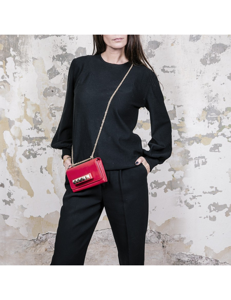 Petit sac VALENTINO en cuir lisse rouge