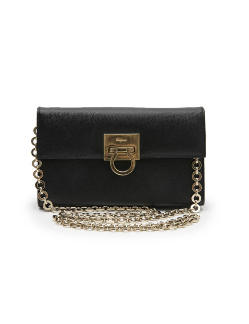 Mini sac FERRAGAMO cuir grainé noir