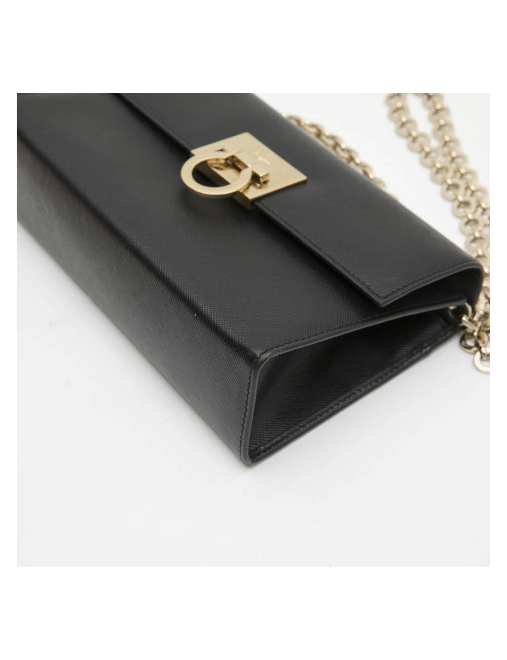 Mini sac FERRAGAMO cuir grainé noir