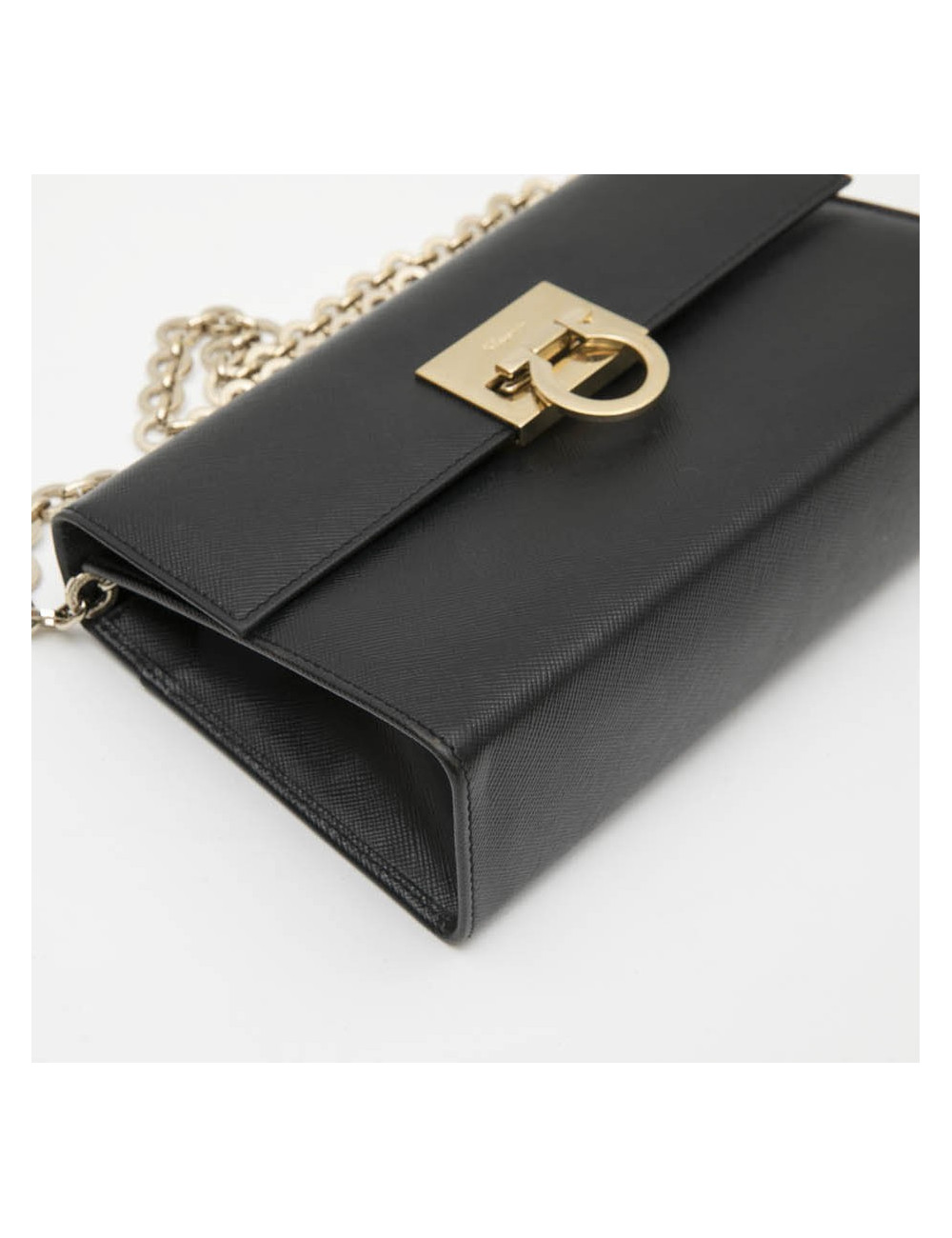 Mini sac FERRAGAMO cuir grainé noir