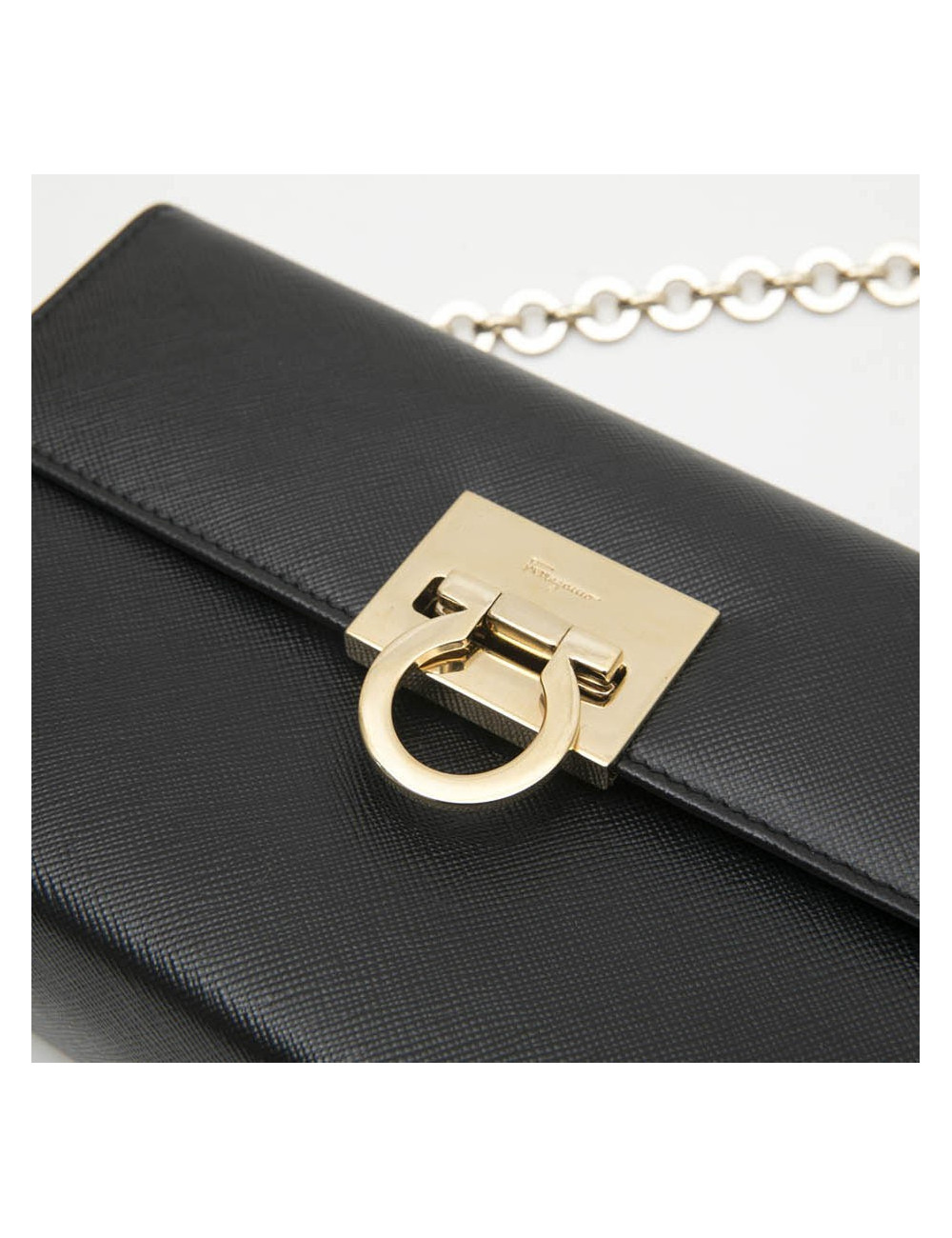 Mini sac FERRAGAMO cuir grainé noir