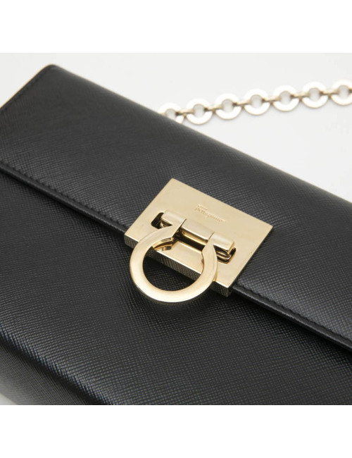 Mini sac FERRAGAMO cuir grainé noir