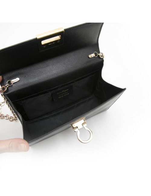 Mini sac FERRAGAMO cuir grainé noir