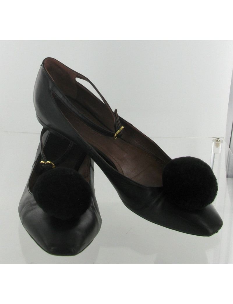 VIKTOR & ROLF black leather ballerinas