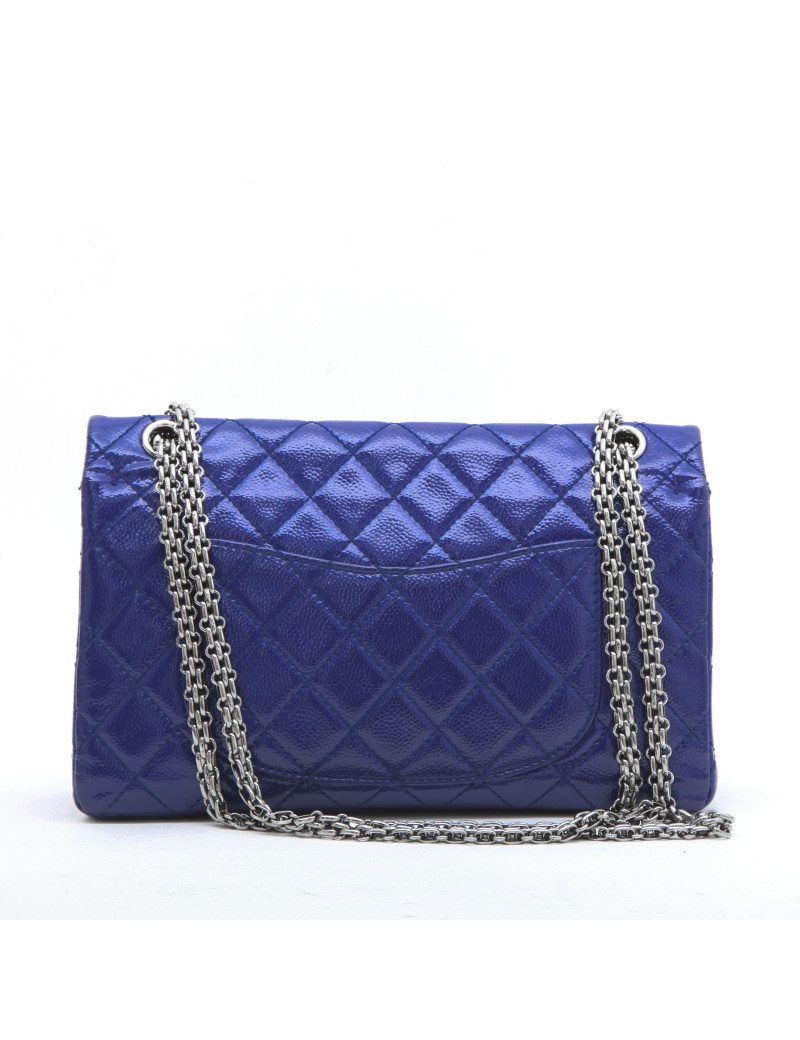 CHANEL 2.55 double flap bag in blue electric soft grained leather