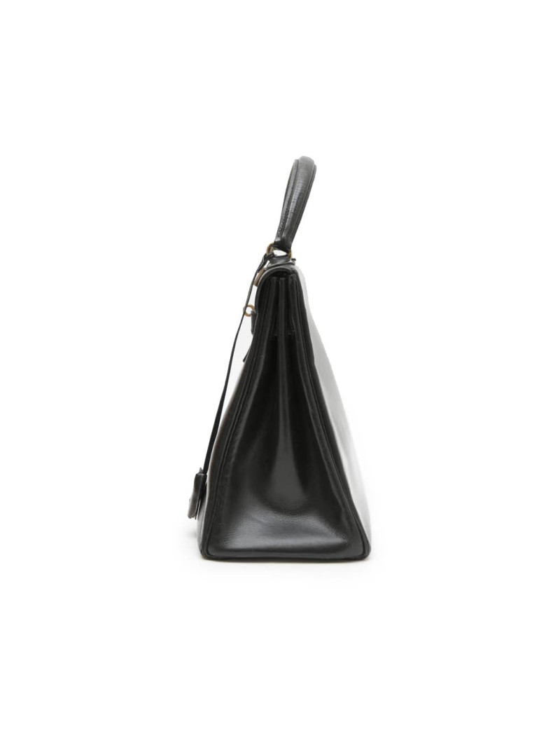 HERMES Vintage Kelly 32 bag in black box leather