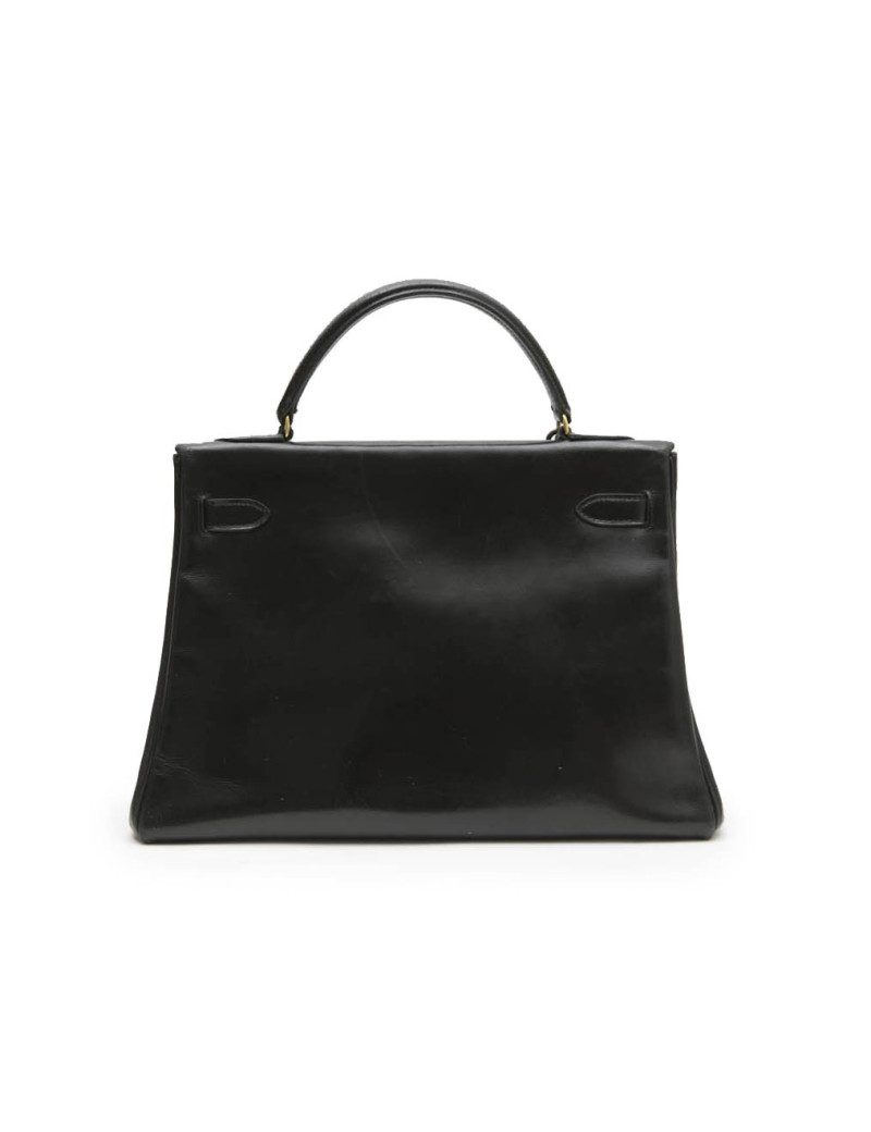 HERMES Vintage Kelly 32 bag in black box leather