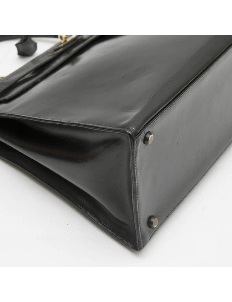HERMES Kelly 35 Vintage bag in black box leather
