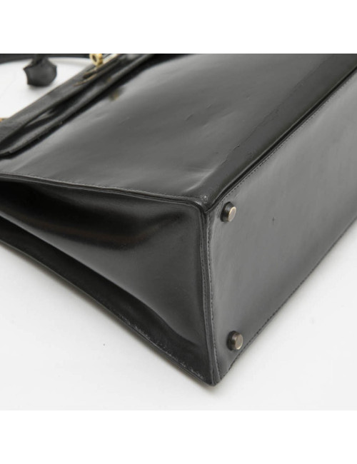 HERMES Kelly 35 Vintage bag in black box leather
