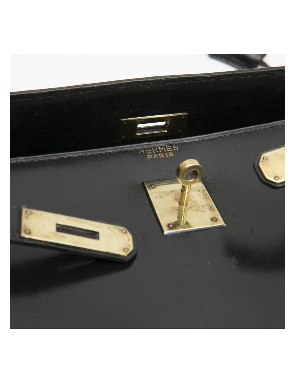 HERMES Kelly 35 Vintage bag in black box leather