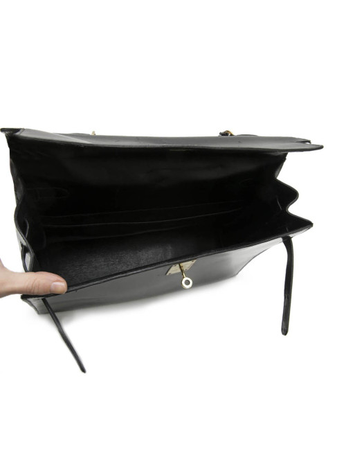 HERMES Kelly 35 Vintage bag in black box leather
