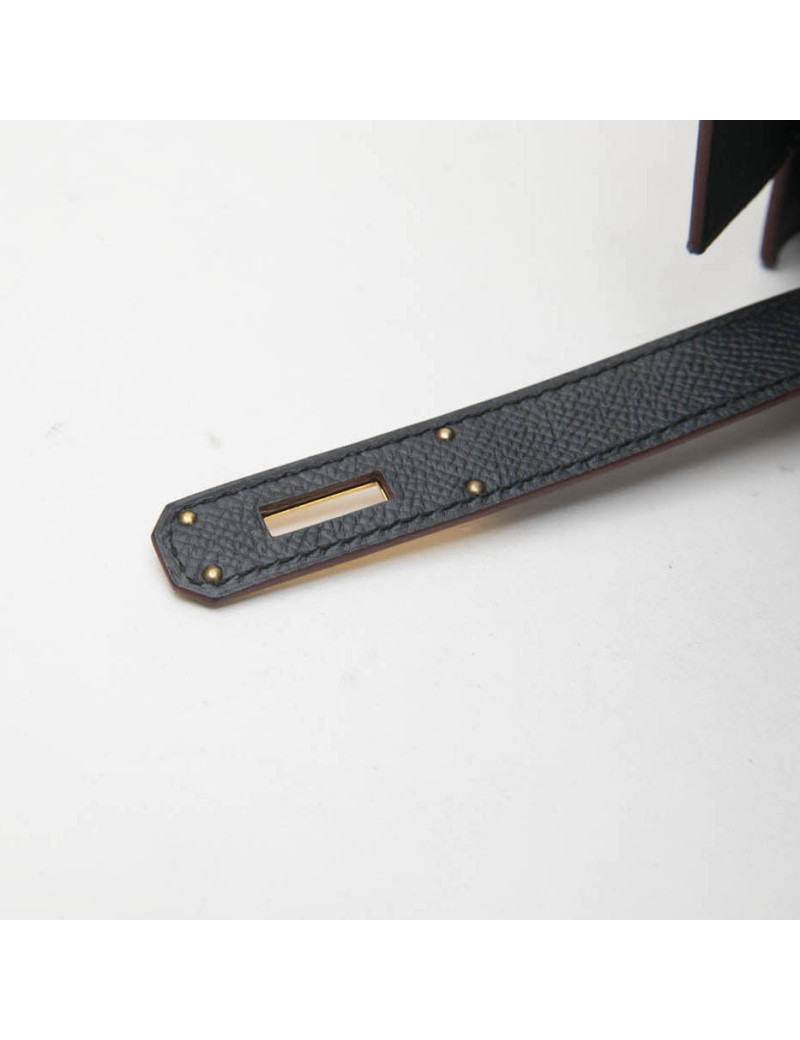 HERMES Kelly 28 Bag in bicolor Blue Indigo and Burgundy Epsom Leather