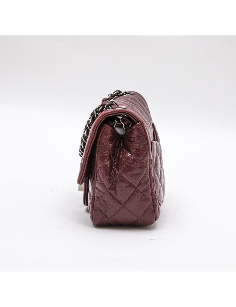 Mini sac CHANEL 2.55  "Paris-New York"en cuir bordeaux