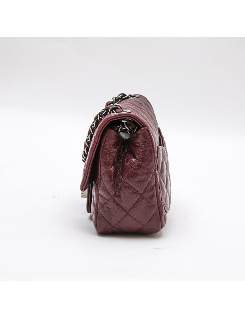 Mini sac CHANEL 2.55  "Paris-New York"en cuir bordeaux