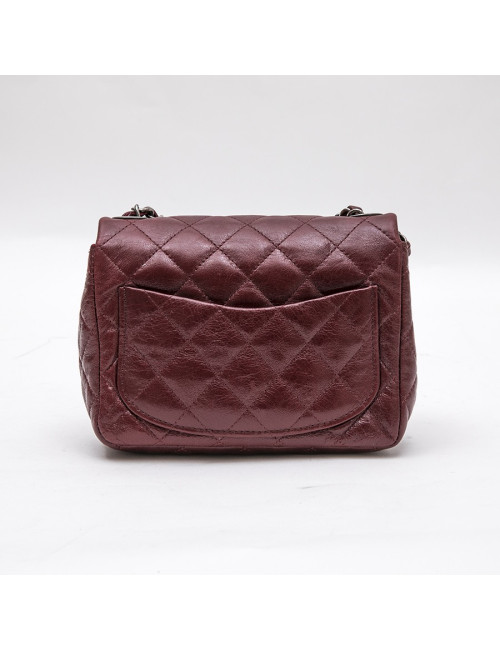 Mini sac CHANEL 2.55  "Paris-New York"en cuir bordeaux