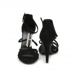 HERMES high heels sandals in black suede size 39FR