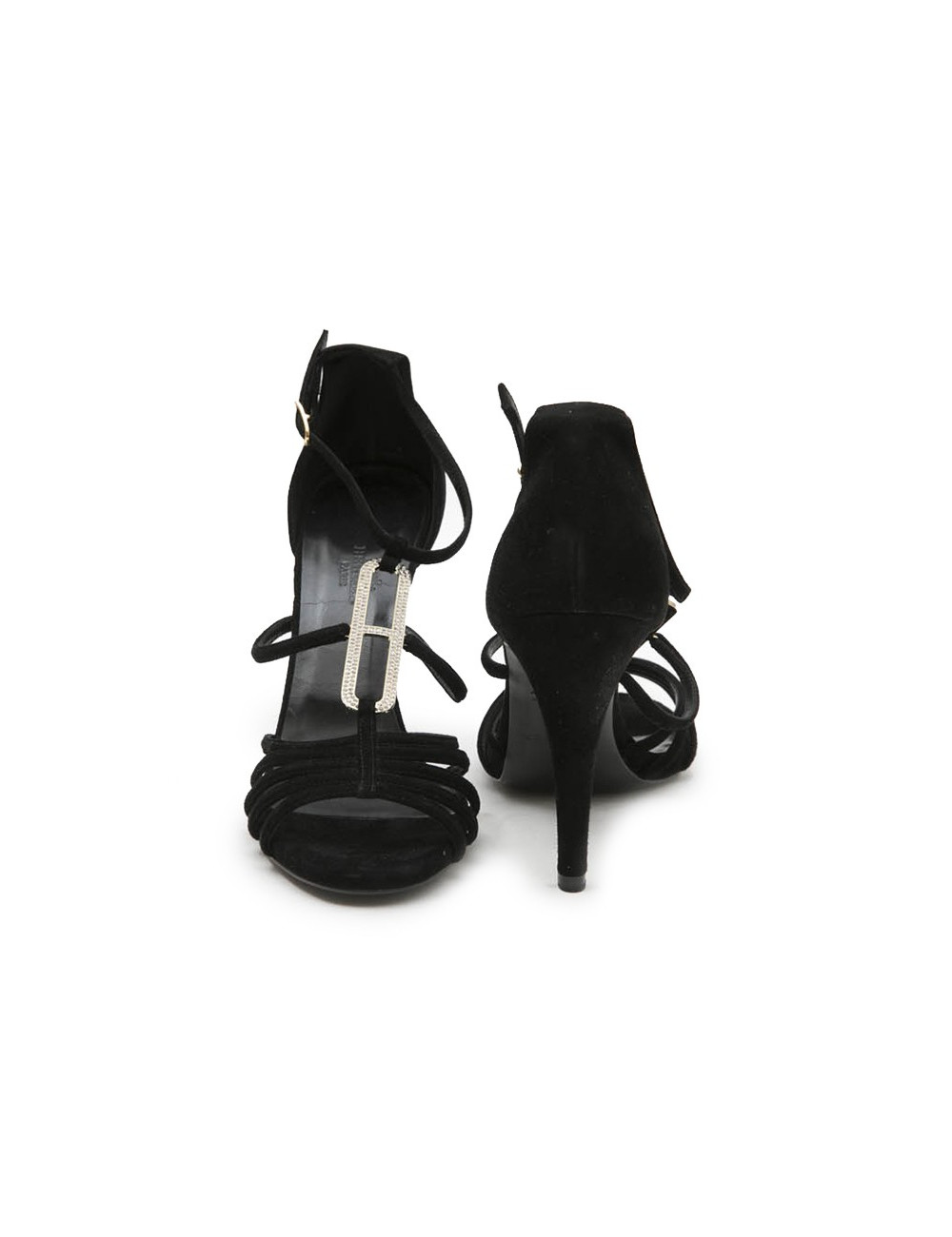 Sandales hautes T 39  HERMES daim noir 