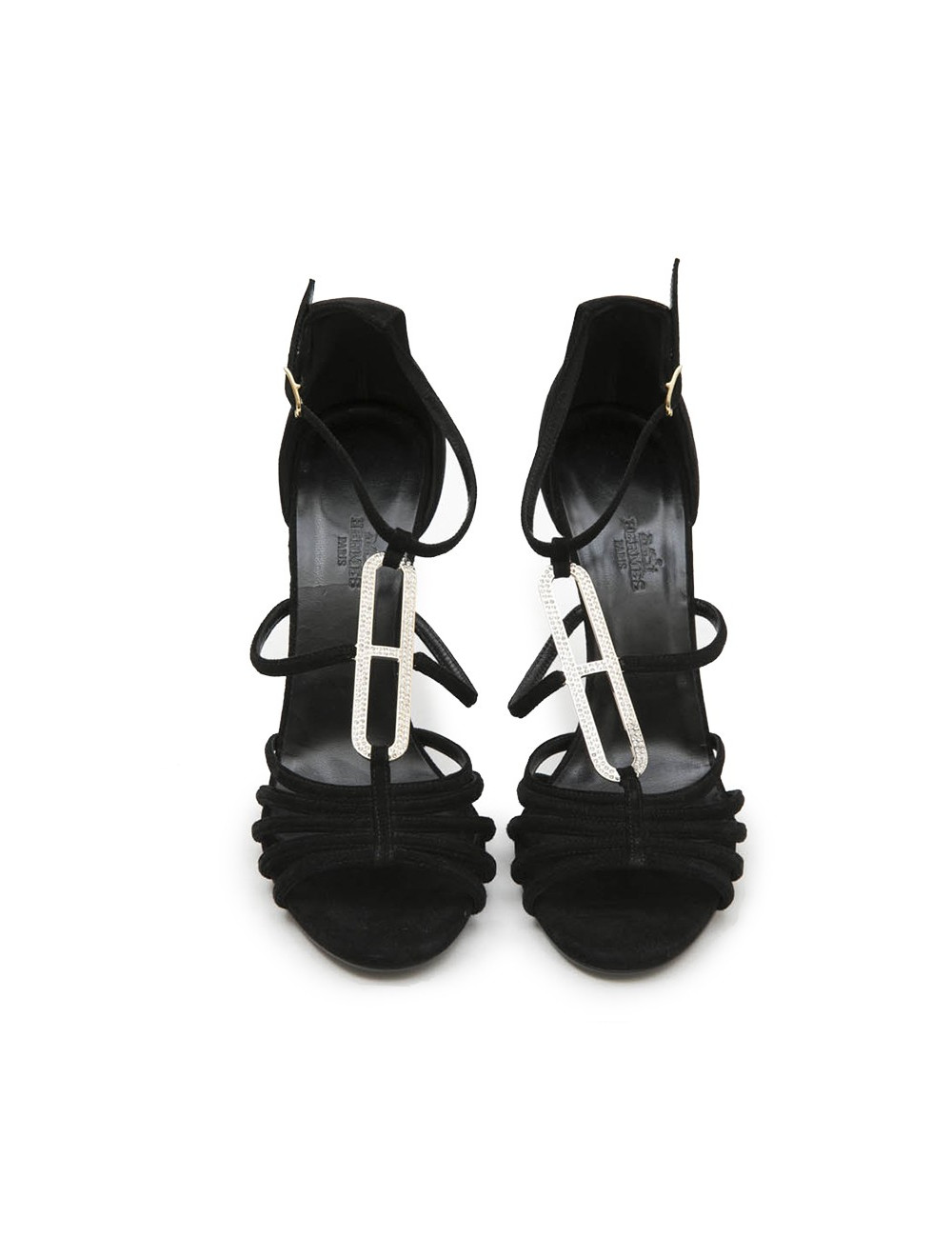 Sandales hautes T 39  HERMES daim noir 