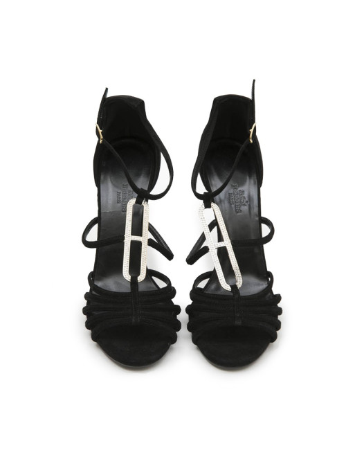 Sandales hautes T 39  HERMES daim noir 