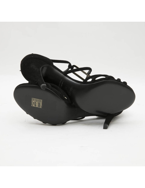 Sandales hautes T 39  HERMES daim noir 