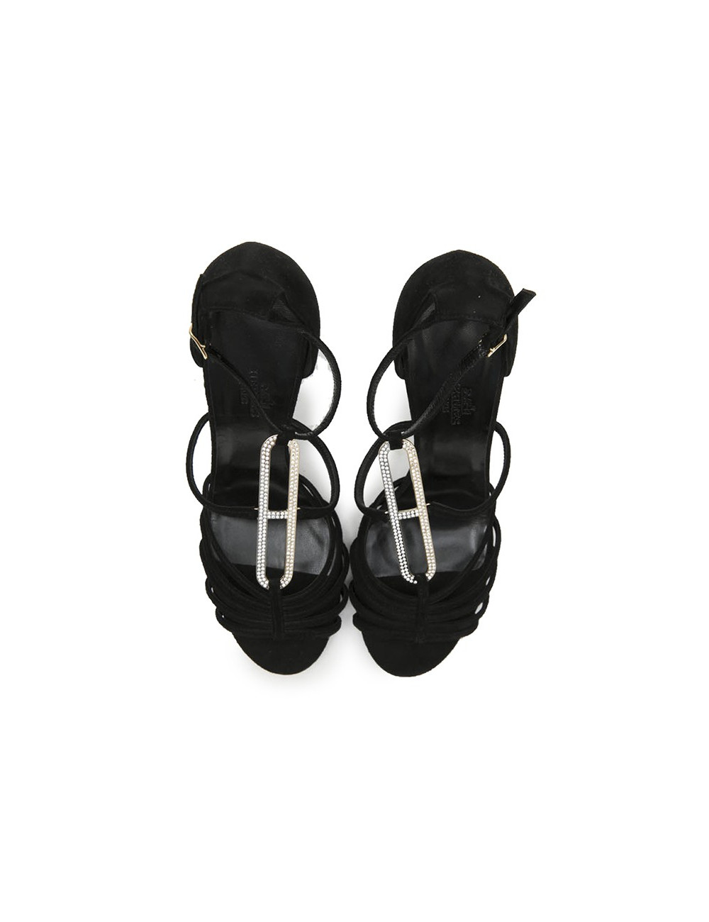 Sandales hautes T 39  HERMES daim noir 