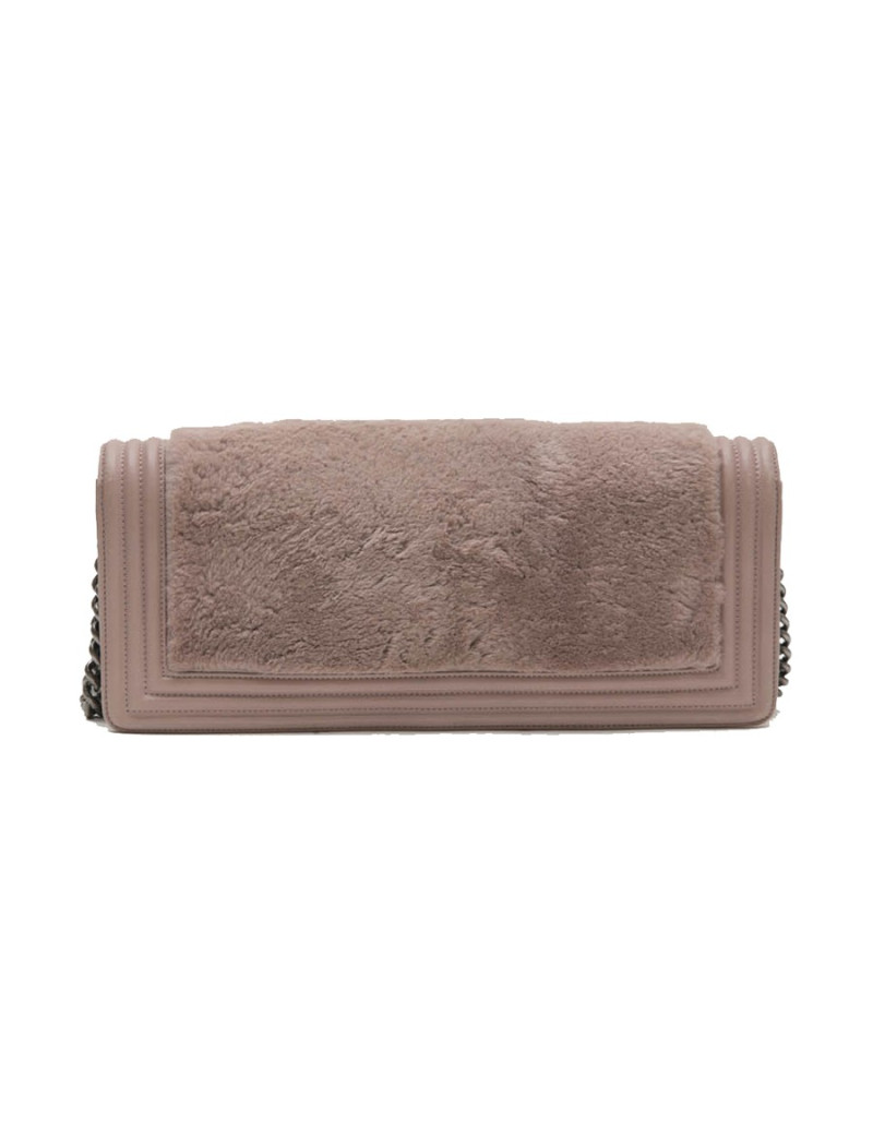 CHANEL bag 'Boy' in old pink orylag fur and leather