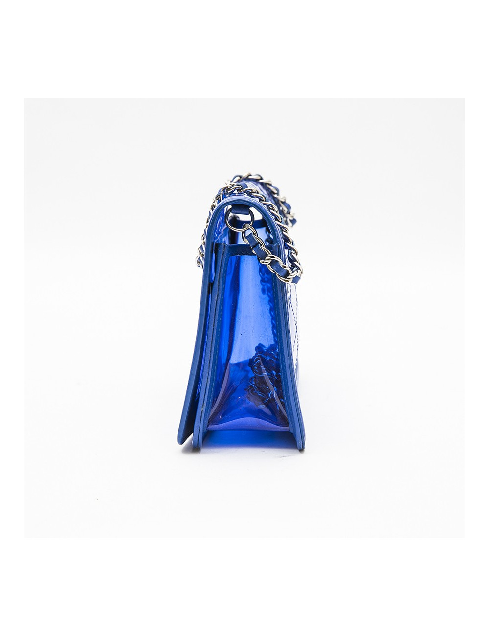 CHANEL 'Boy' bag in transparent blue electric  edged with leather
