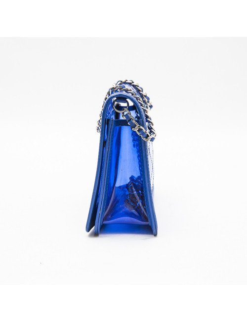 CHANEL 'Boy' bag in transparent blue electric  edged with leather