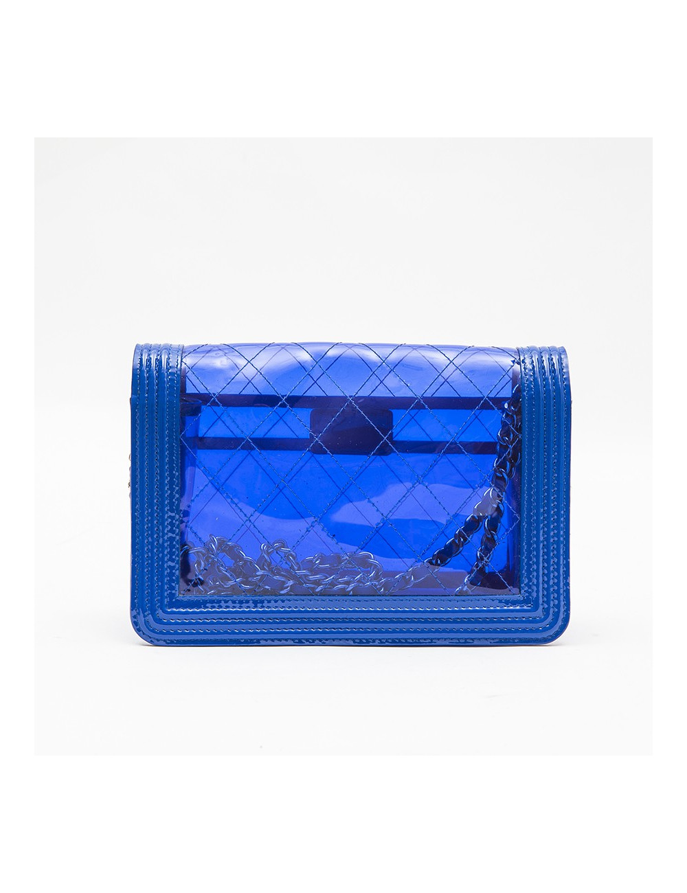 CHANEL 'Boy' bag in transparent blue electric  edged with leather