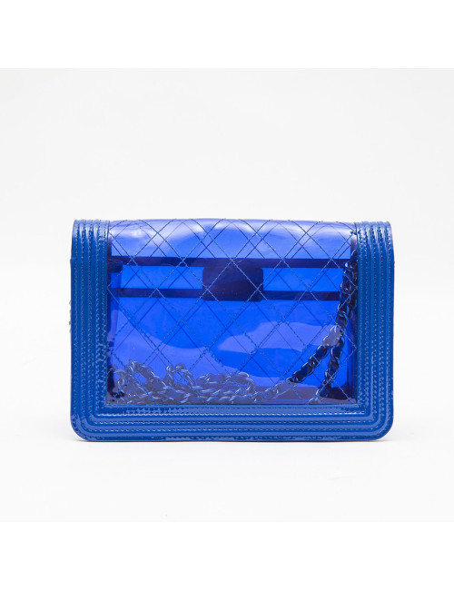 CHANEL 'Boy' bag in transparent blue electric  edged with leather