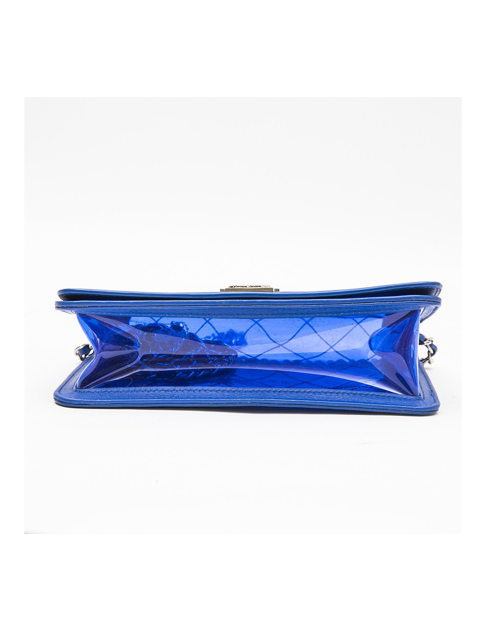 CHANEL 'Boy' bag in transparent blue electric  edged with leather