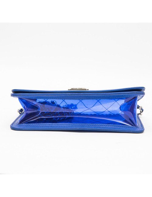 CHANEL 'Boy' bag in transparent blue electric  edged with leather
