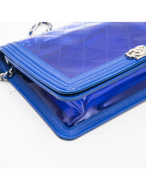 CHANEL 'Boy' bag in transparent blue electric  edged with leather