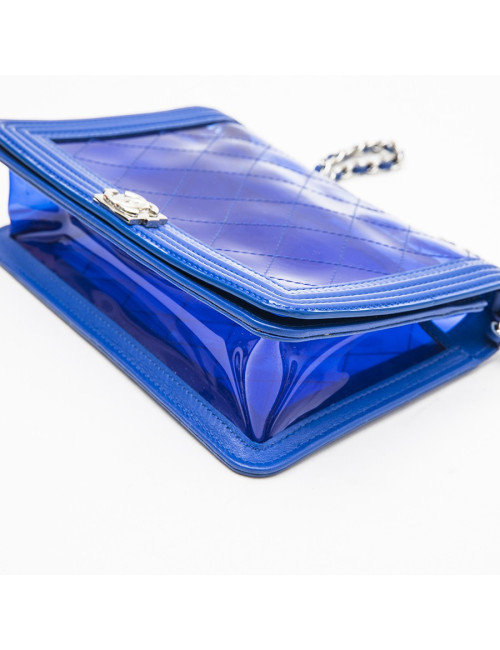 CHANEL 'Boy' bag in transparent blue electric  edged with leather