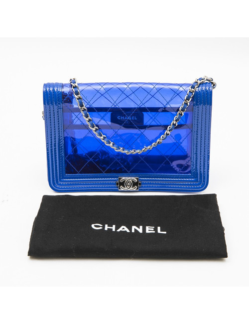 CHANEL 'Boy' bag in transparent blue electric  edged with leather