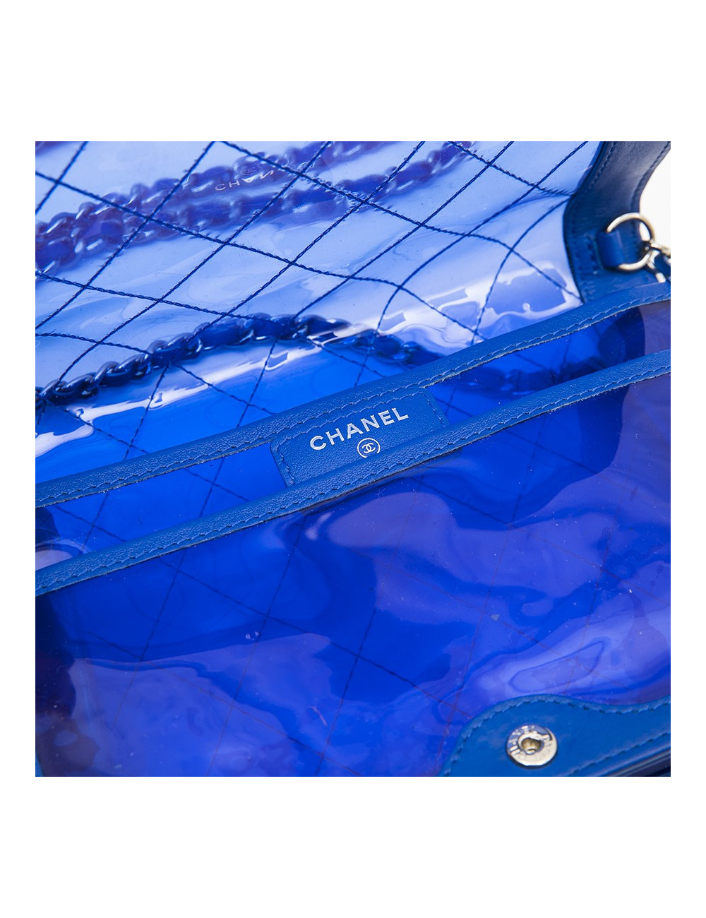 CHANEL 'Boy' bag in transparent blue electric  edged with leather