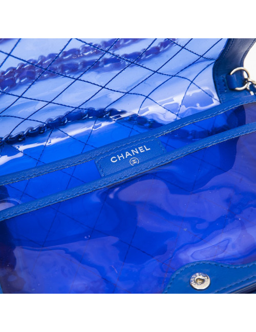CHANEL 'Boy' bag in transparent blue electric  edged with leather