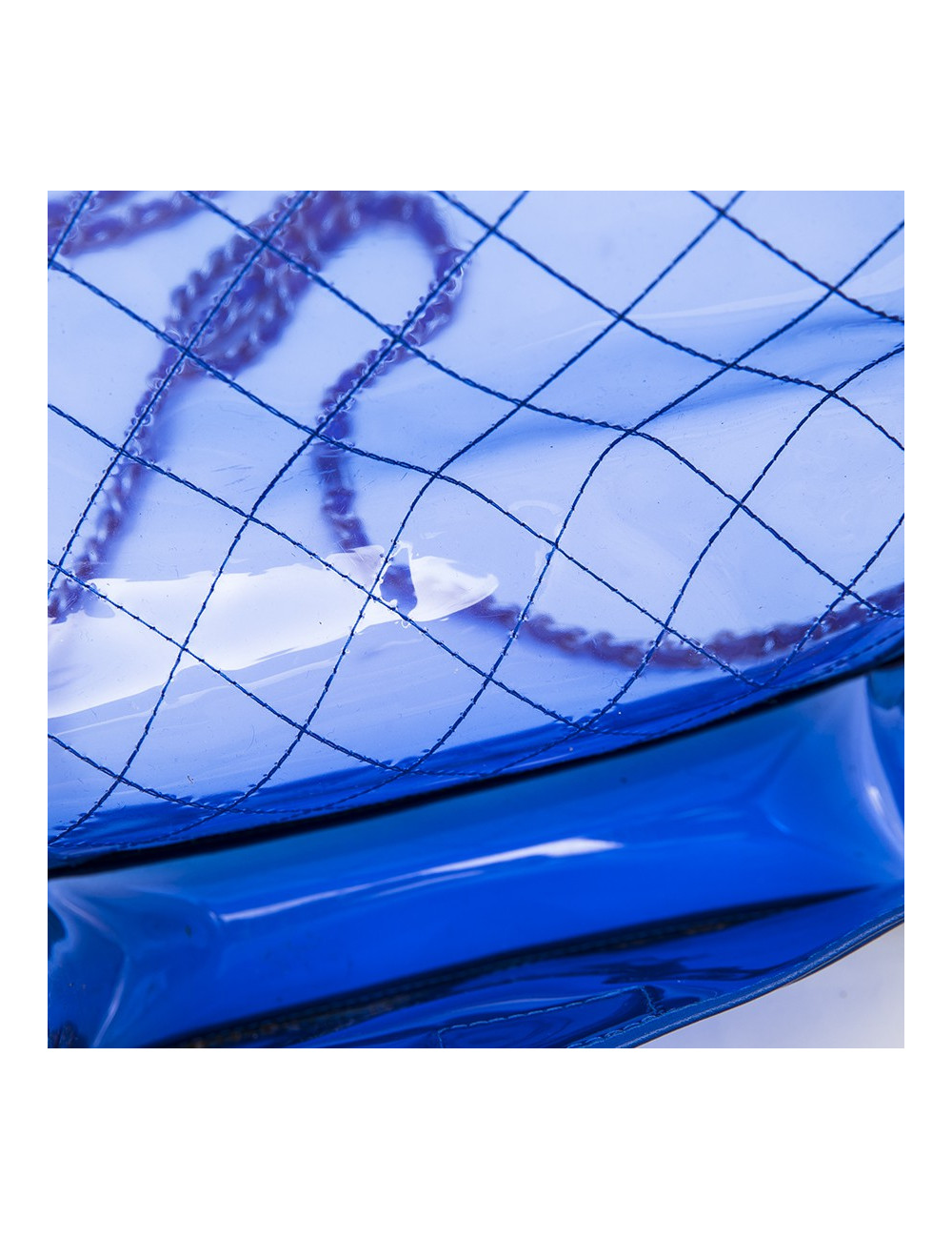 CHANEL 'Boy' bag in transparent blue electric  edged with leather