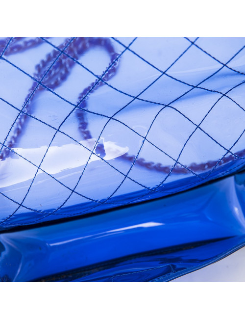 CHANEL 'Boy' bag in transparent blue electric  edged with leather