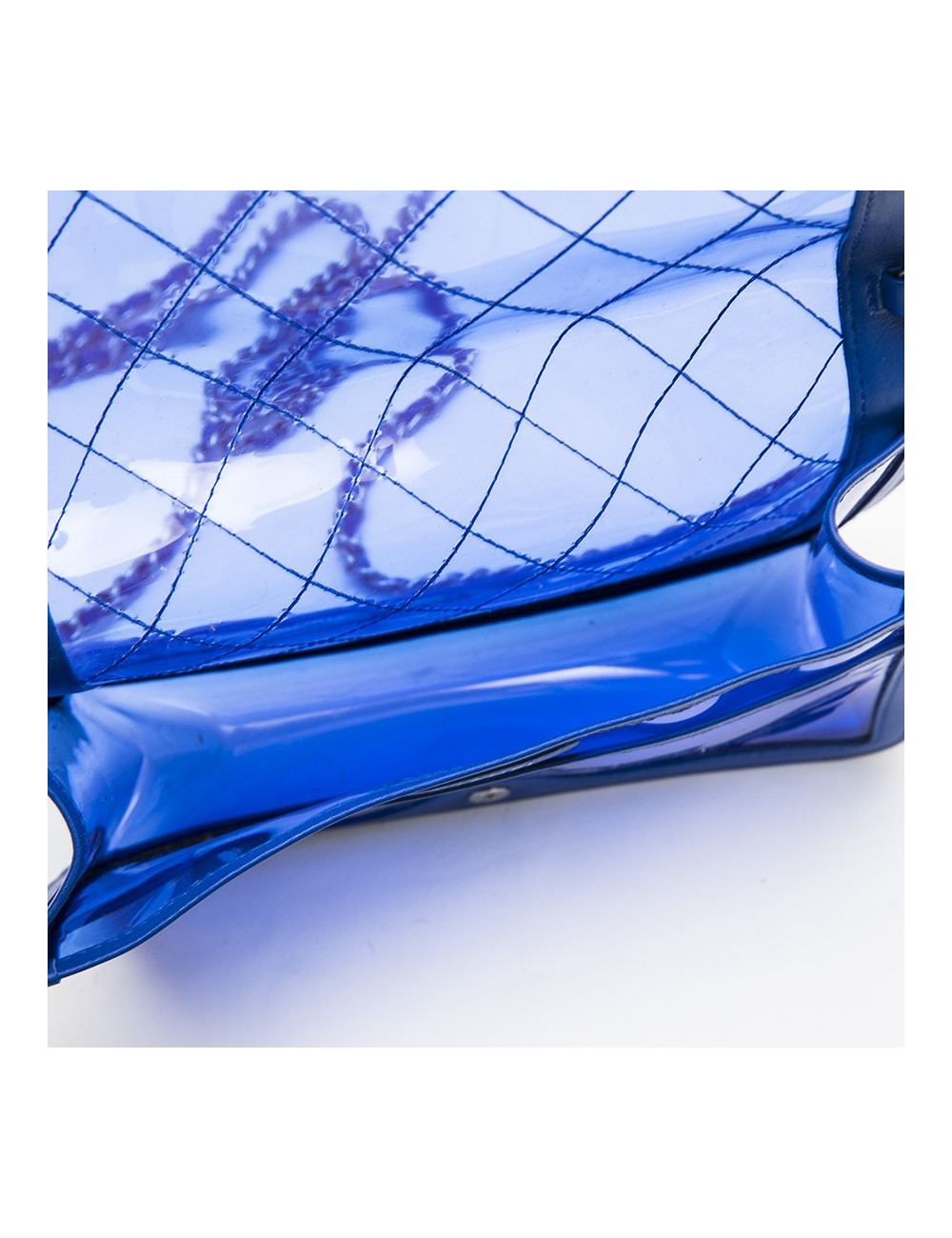 CHANEL 'Boy' bag in transparent blue electric  edged with leather