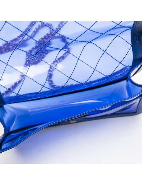 CHANEL 'Boy' bag in transparent blue electric  edged with leather
