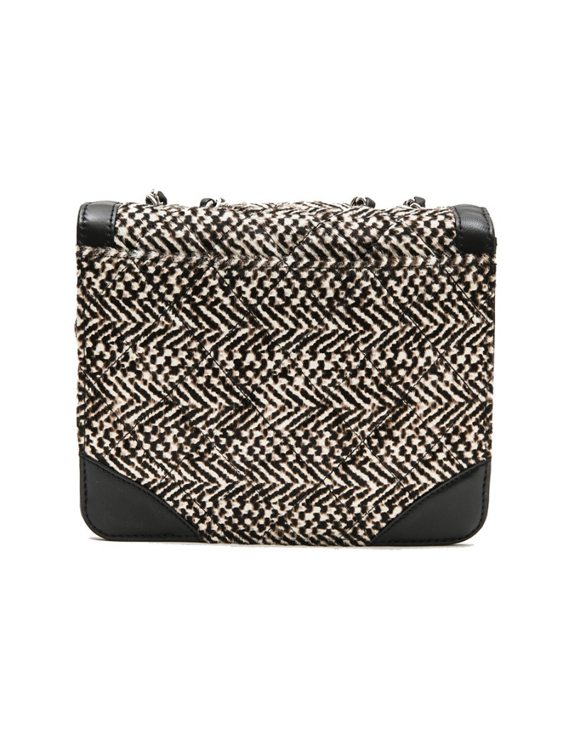 CHANEL flap bag in padded foal calfskin leather and black leather