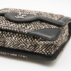 CHANEL flap bag in padded foal calfskin leather and black leather