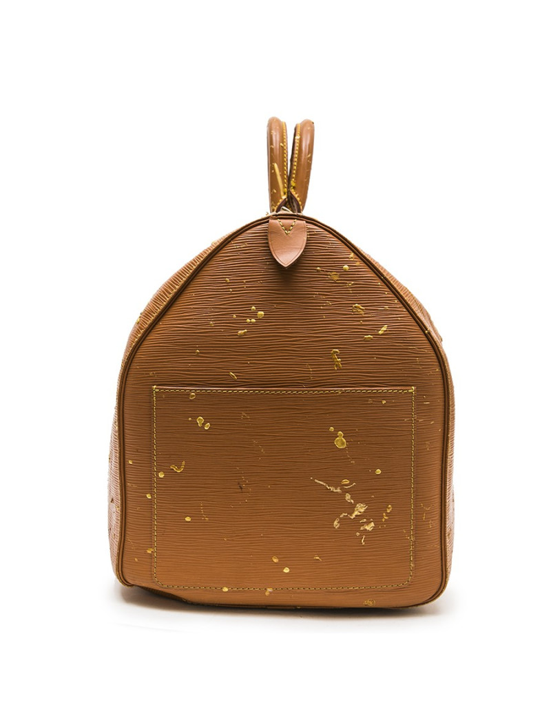 Sac Keepall LOUIS VUITTON cuir épi gold customisé
