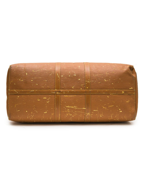 Sac Keepall LOUIS VUITTON cuir épi gold customisé