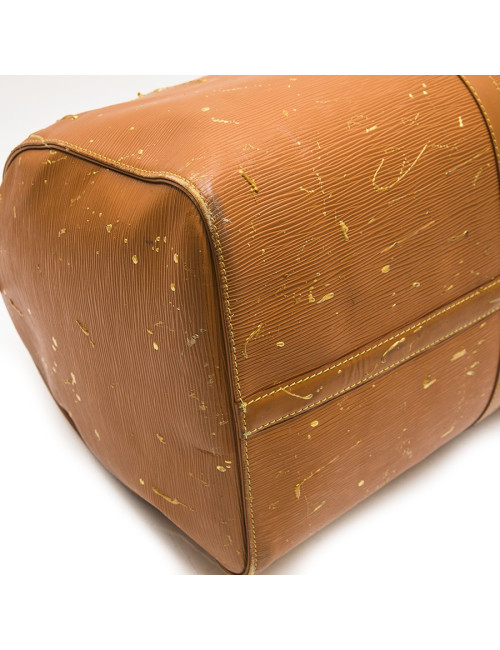 Sac Keepall LOUIS VUITTON cuir épi gold customisé