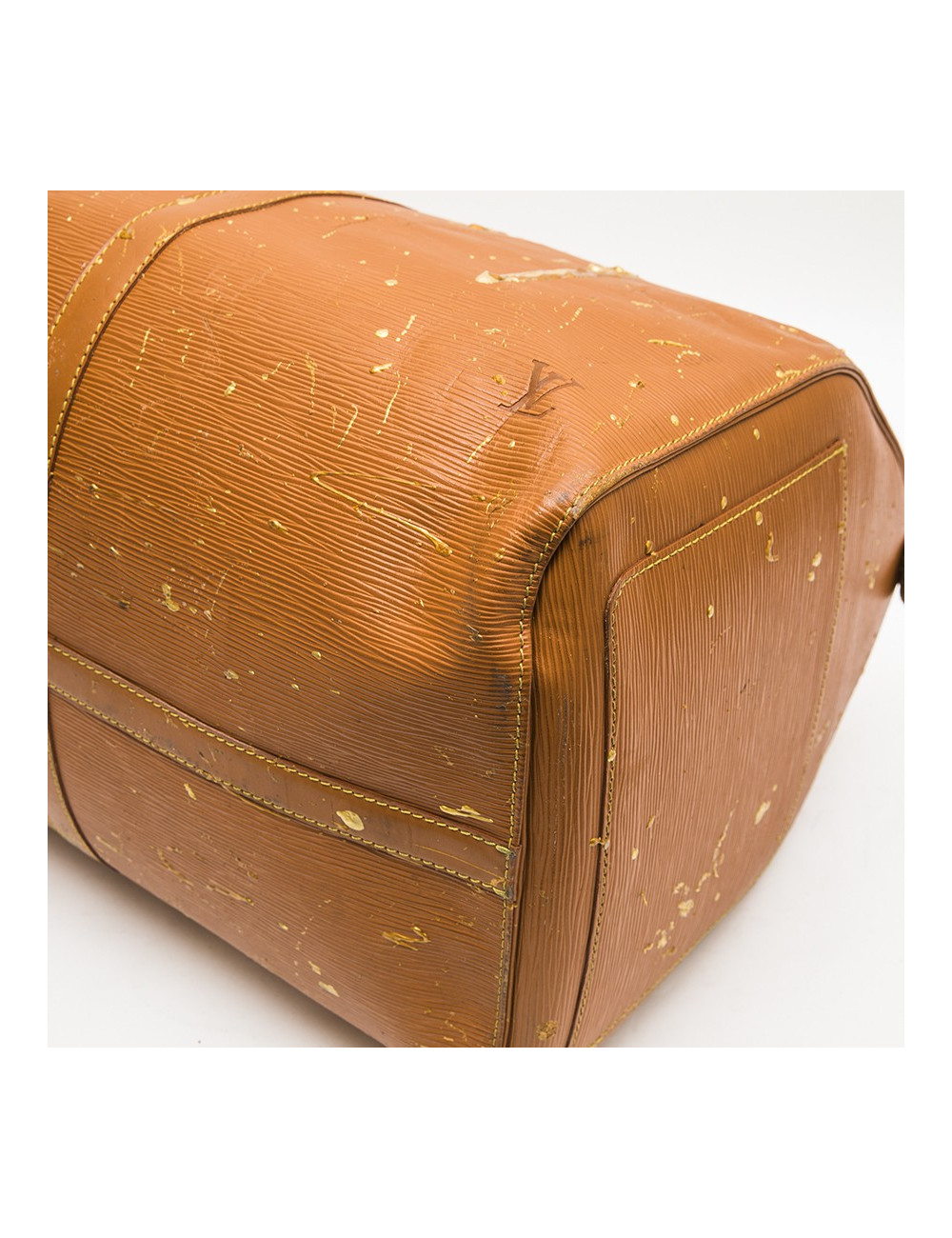 Sac Keepall LOUIS VUITTON cuir épi gold customisé