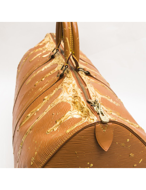 LOUIS VUITTON 'Keepall' customized bag in cipengo gold épi leather