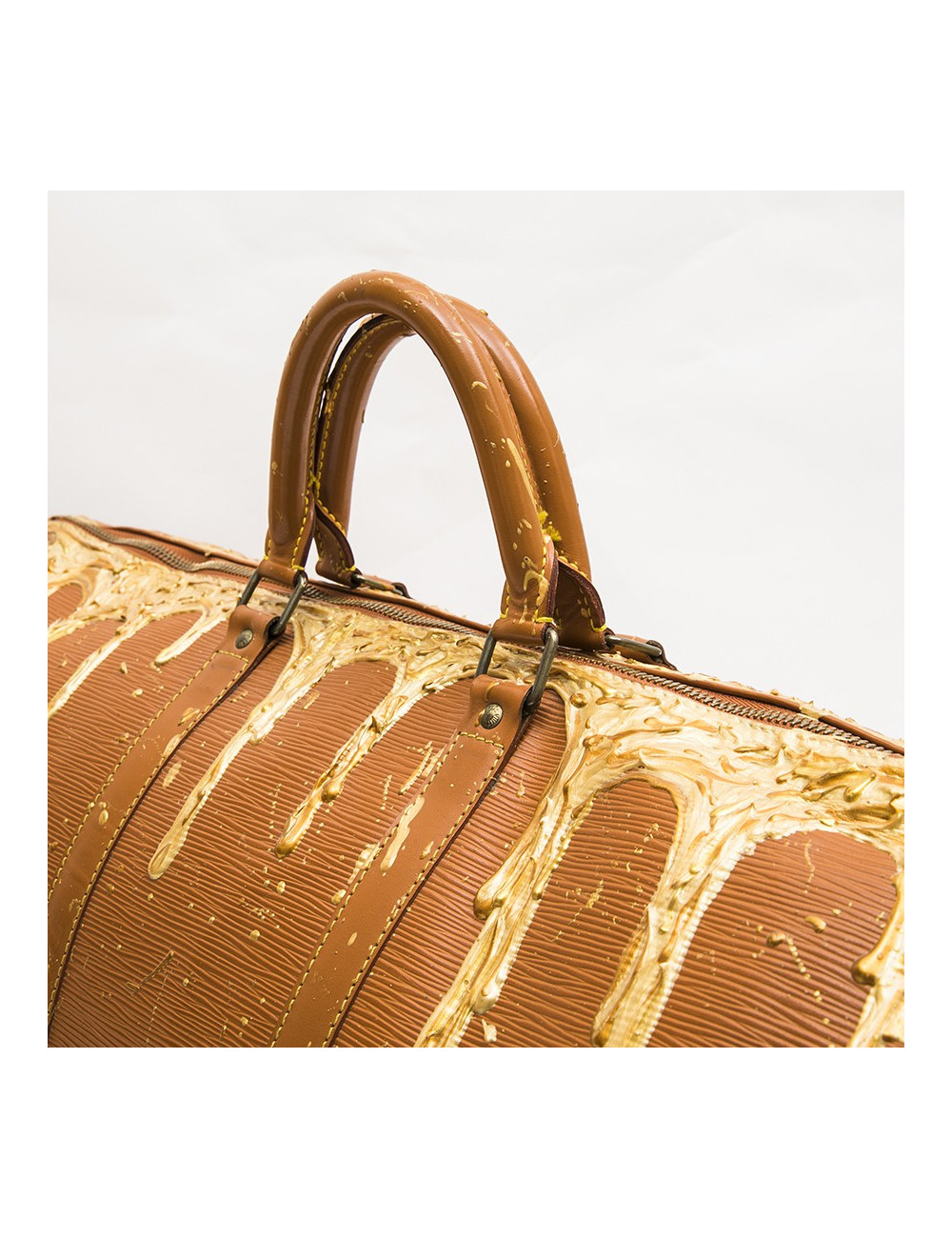 Sac Keepall LOUIS VUITTON cuir épi gold customisé