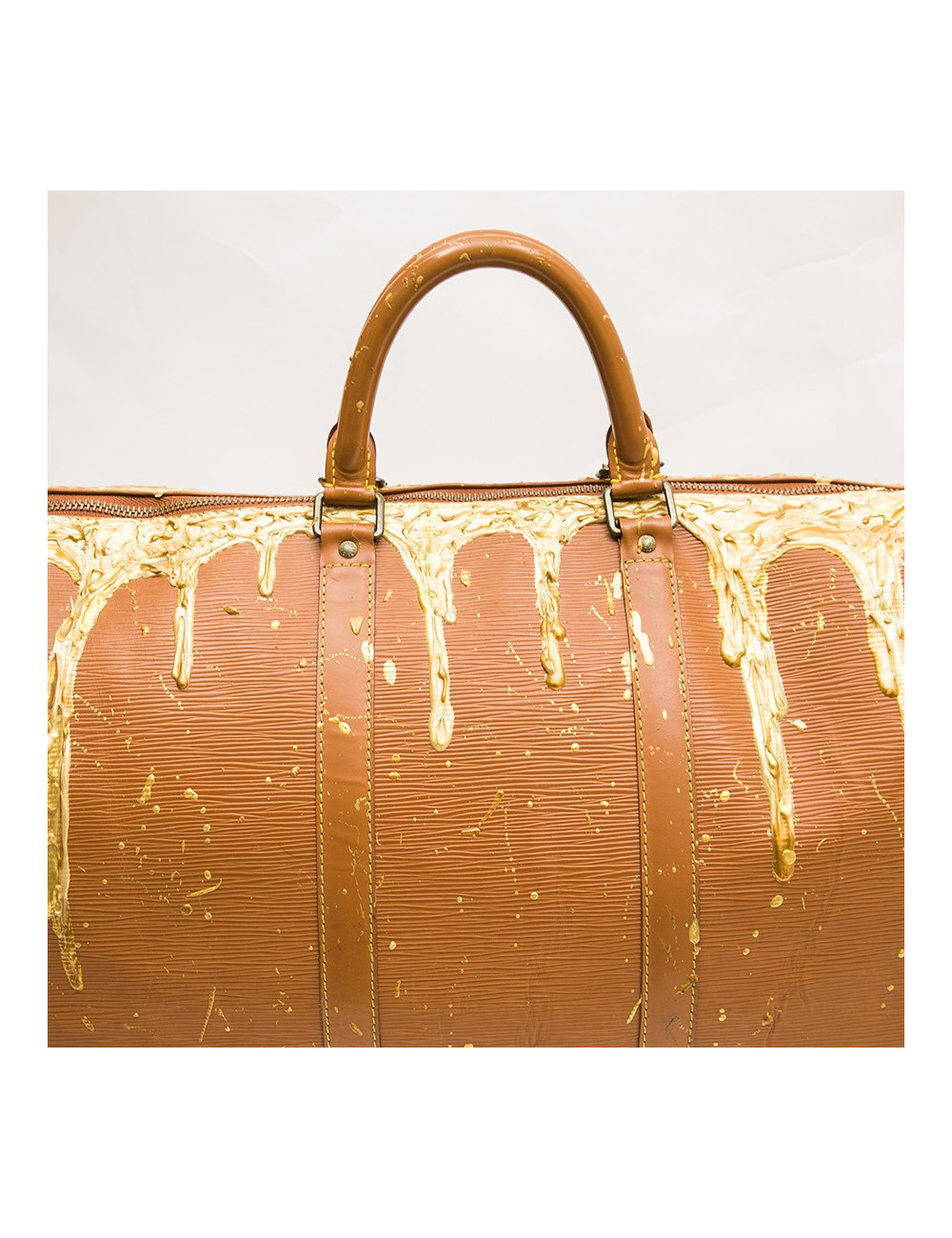 LOUIS VUITTON 'Keepall' customized bag in cipengo gold épi leather